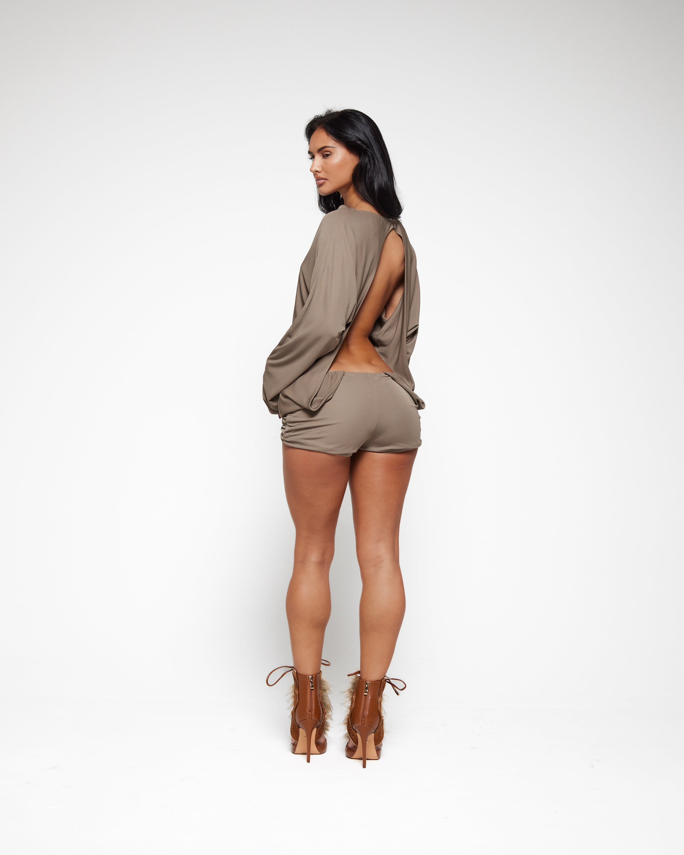 BACKLESS PLAYSUIT MINK