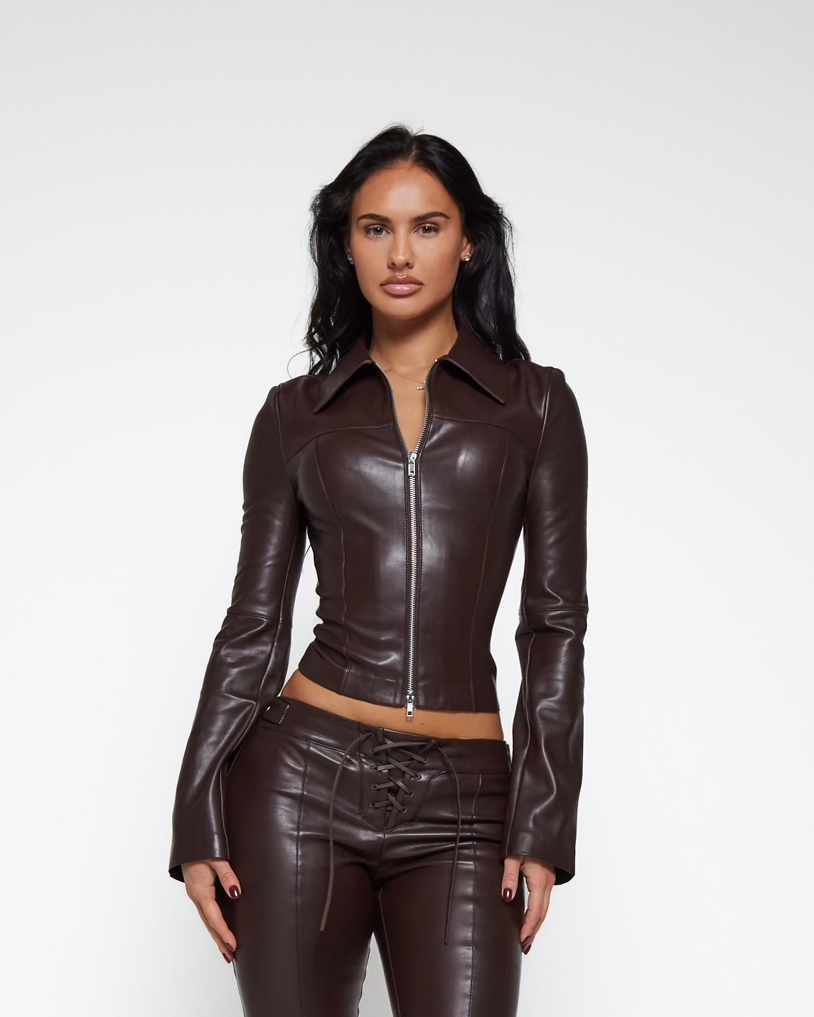 COLLARED ZIP UP OXBLOOD