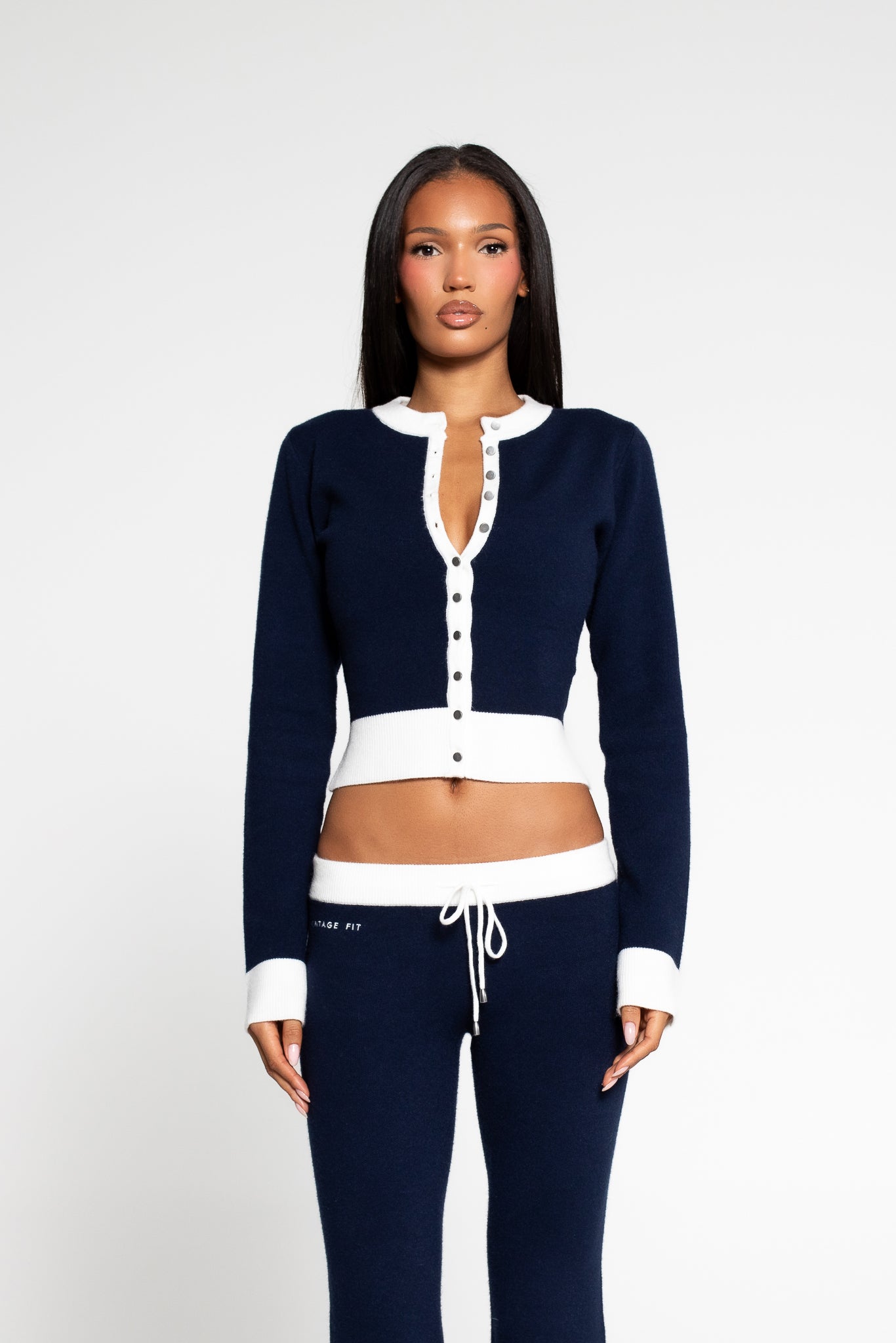 KNIT SHIRT NAVY CREAM