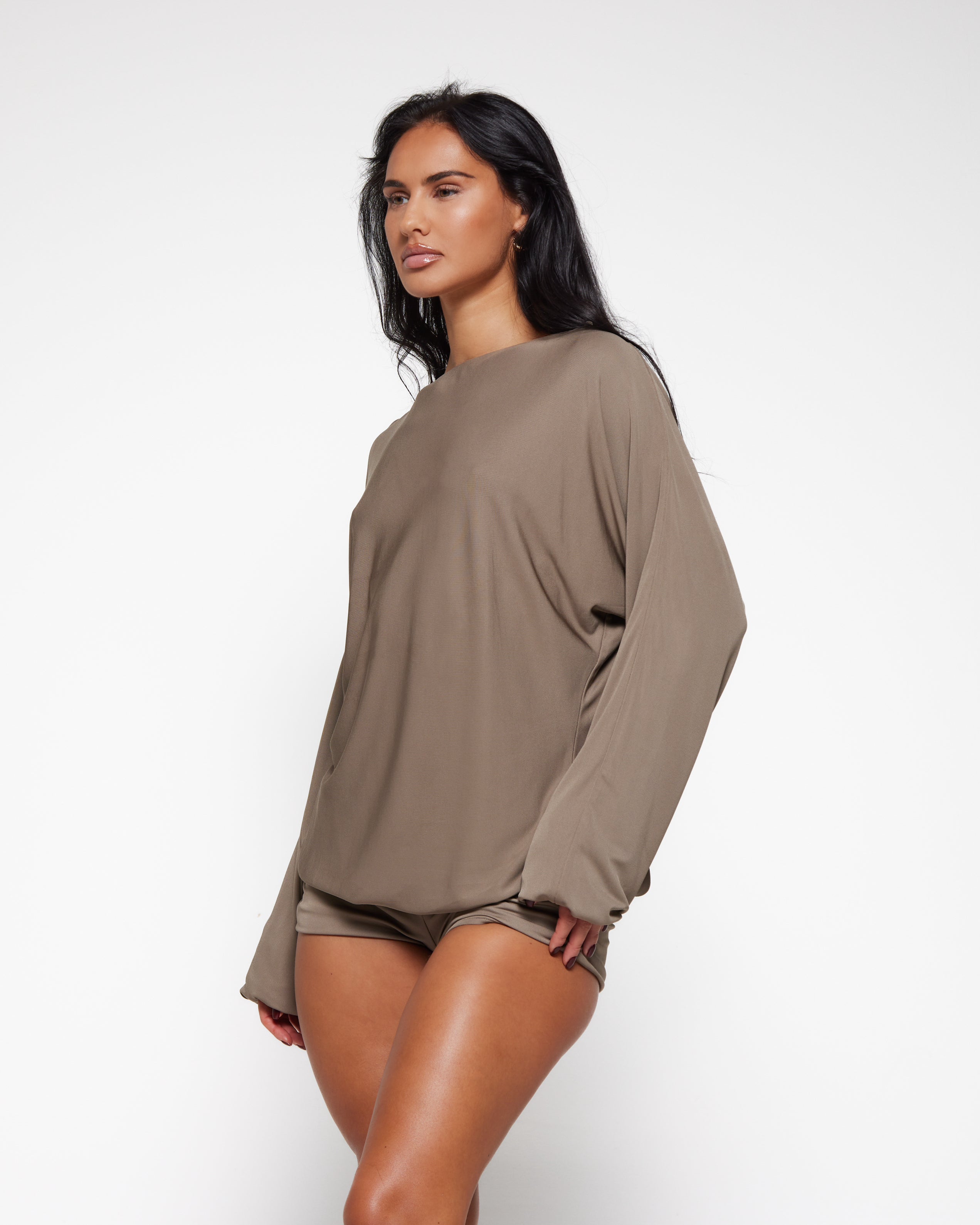 BACKLESS PLAYSUIT MINK