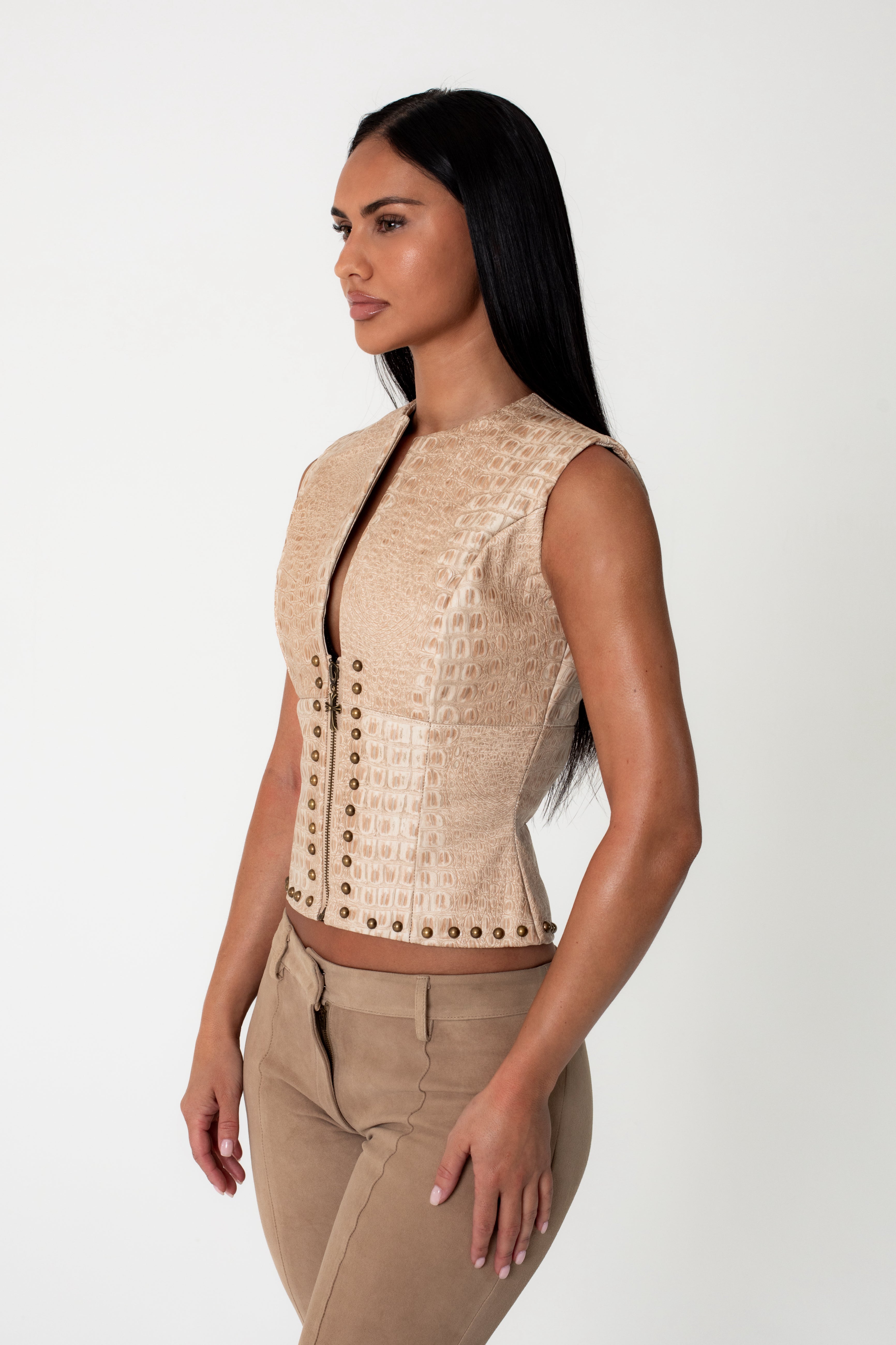 CROC ZIP UP VEST DUNE