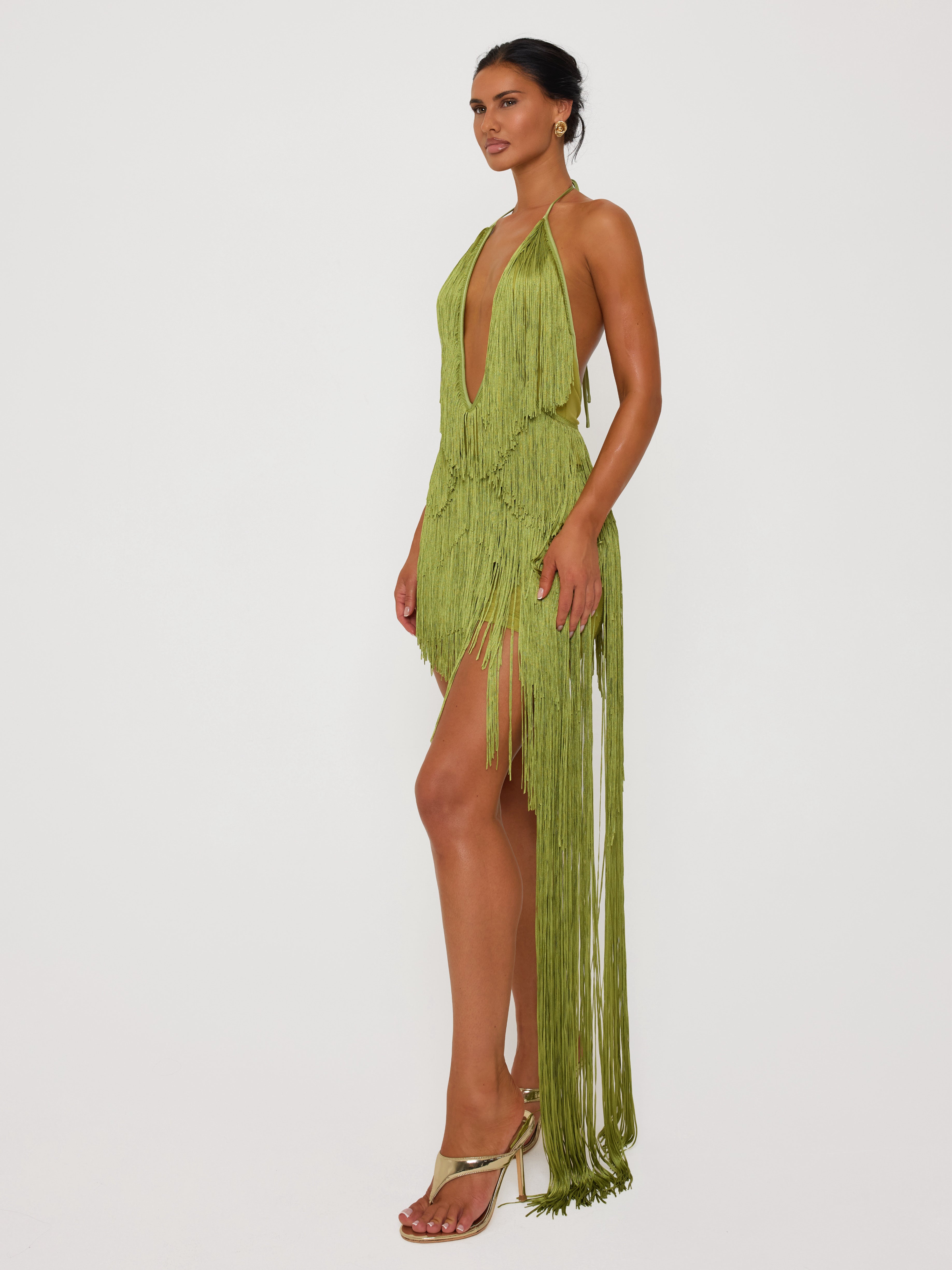 Fringe Dress Palm Leaf