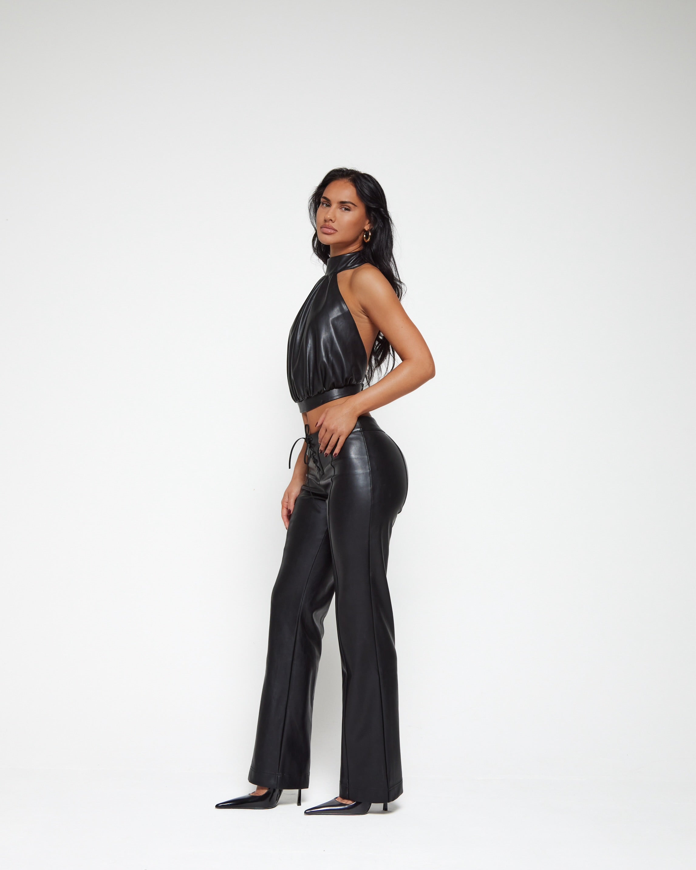 Faux Leather Trouser Ink