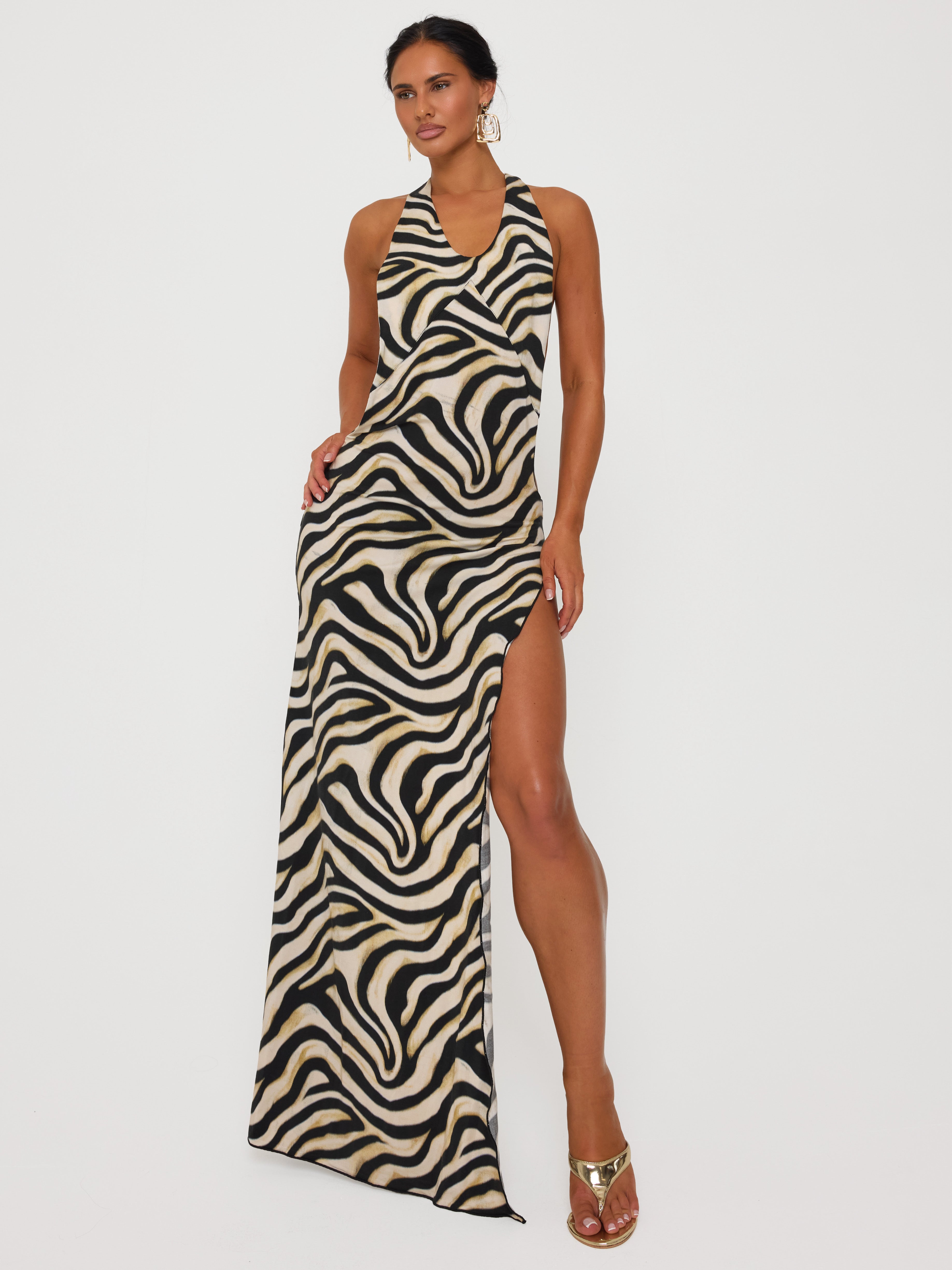 Bare Drape Dress Zebra