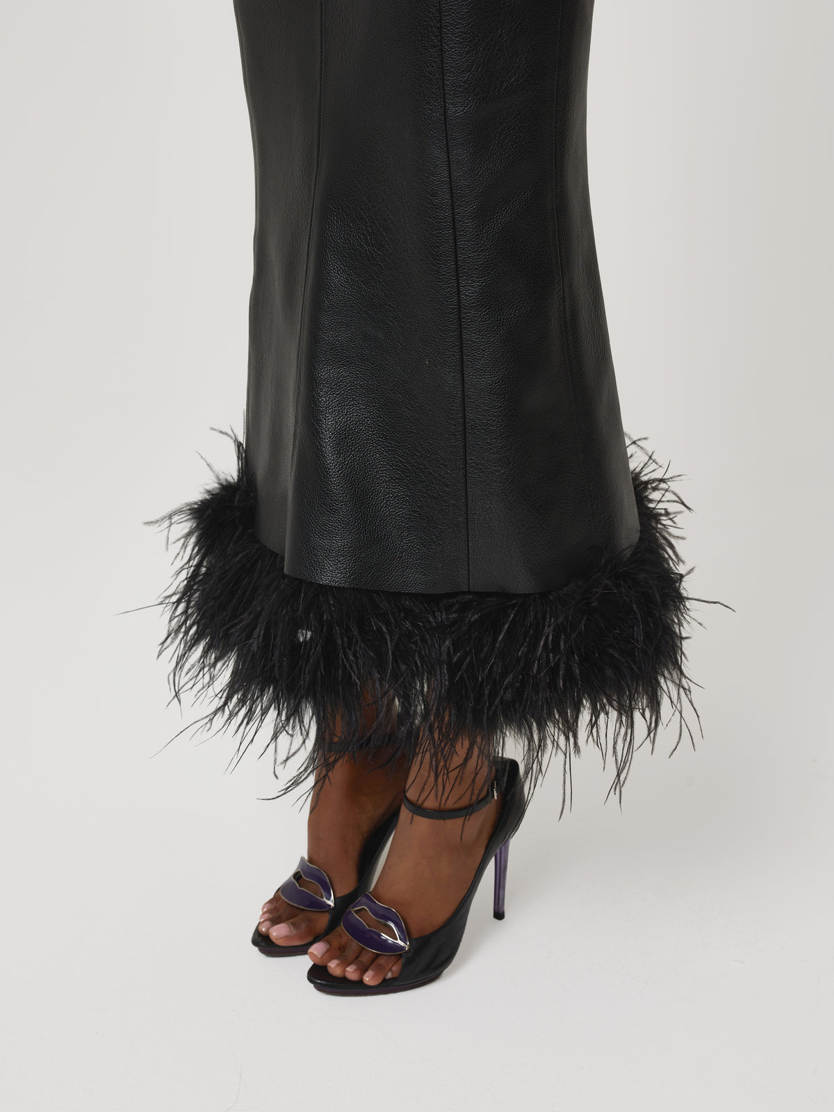 Feather Trim Dress Black Swan