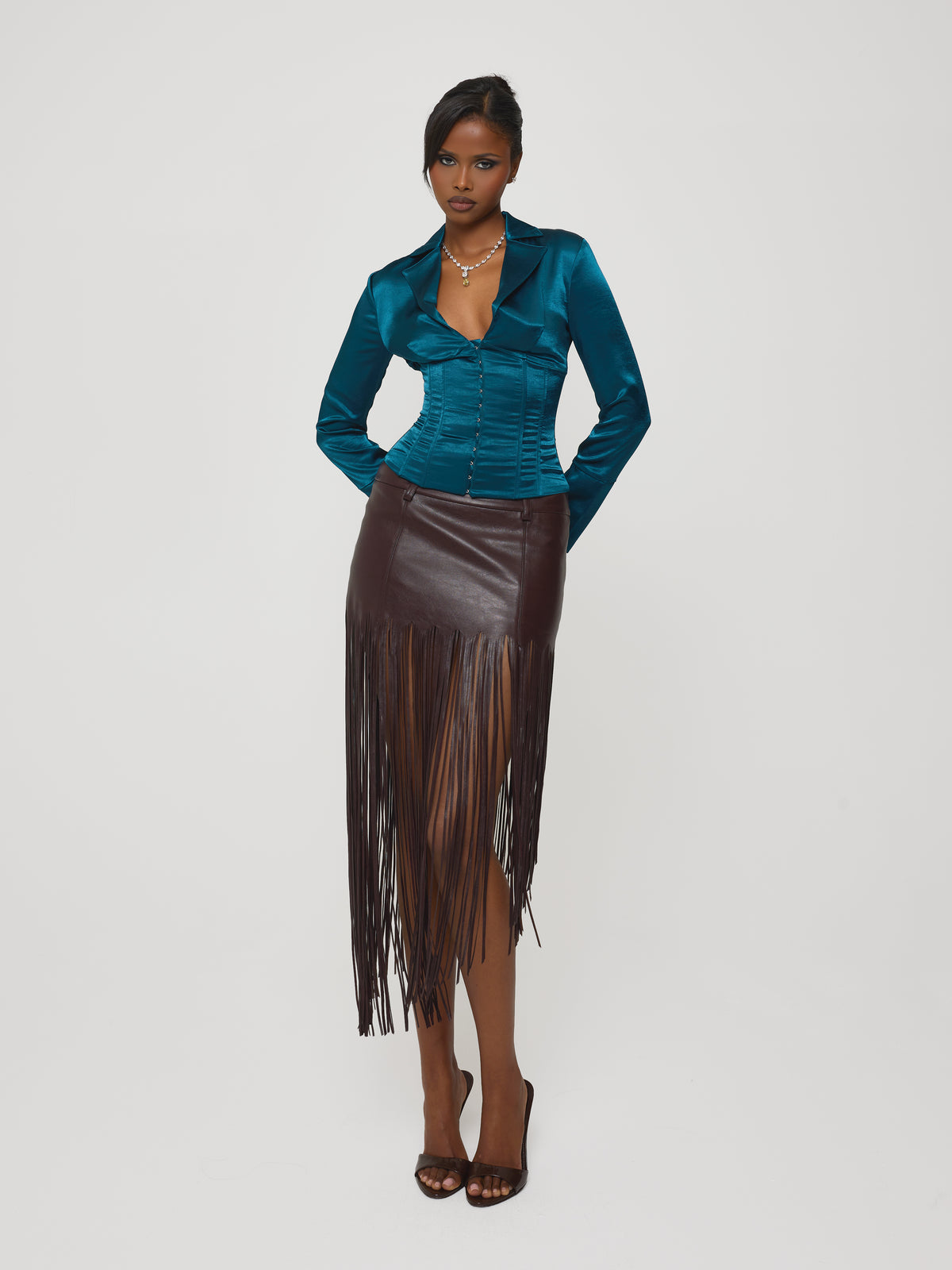 Tassel Trim Skirt Fig