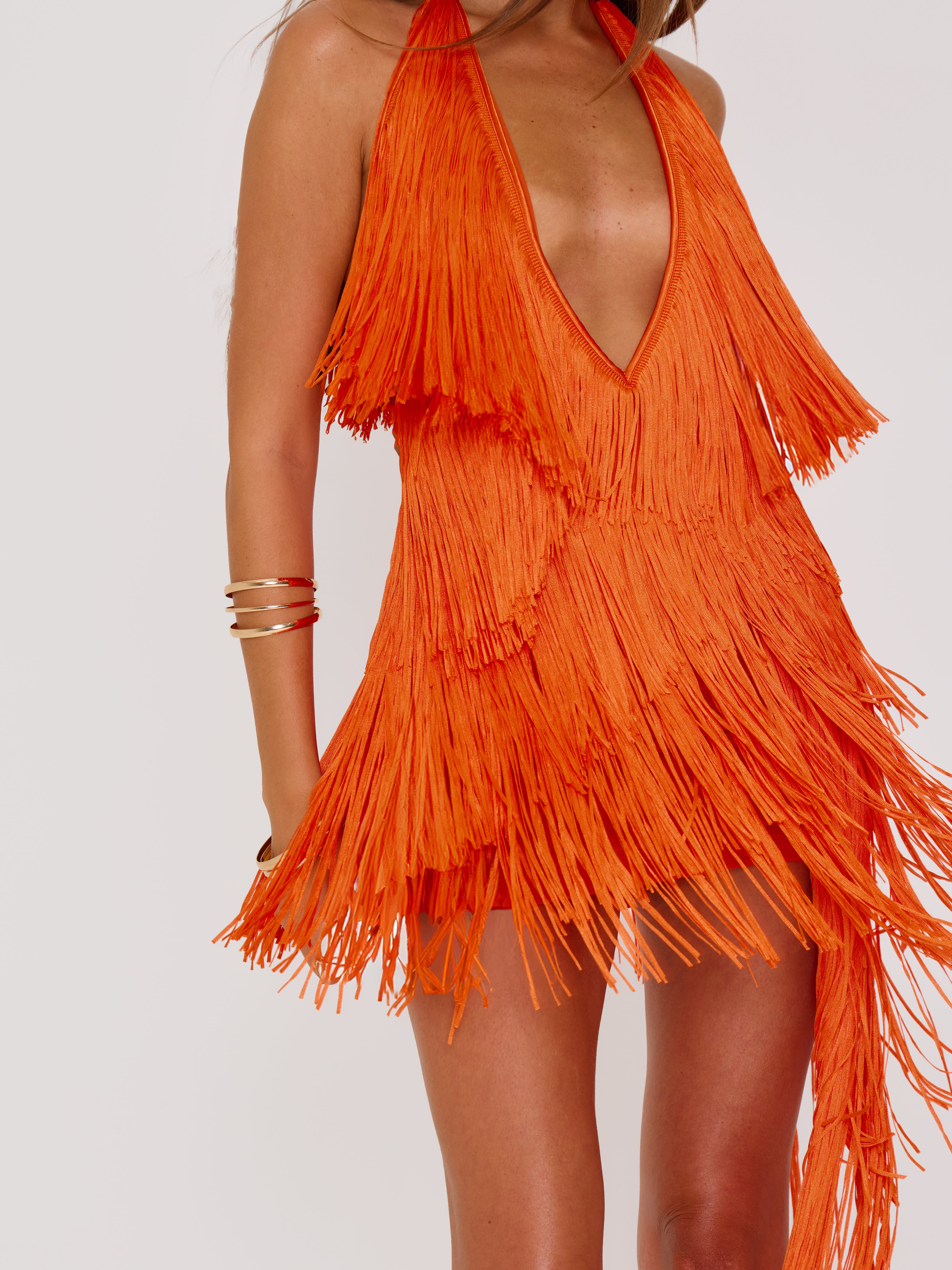 Fringe Dress Papaya