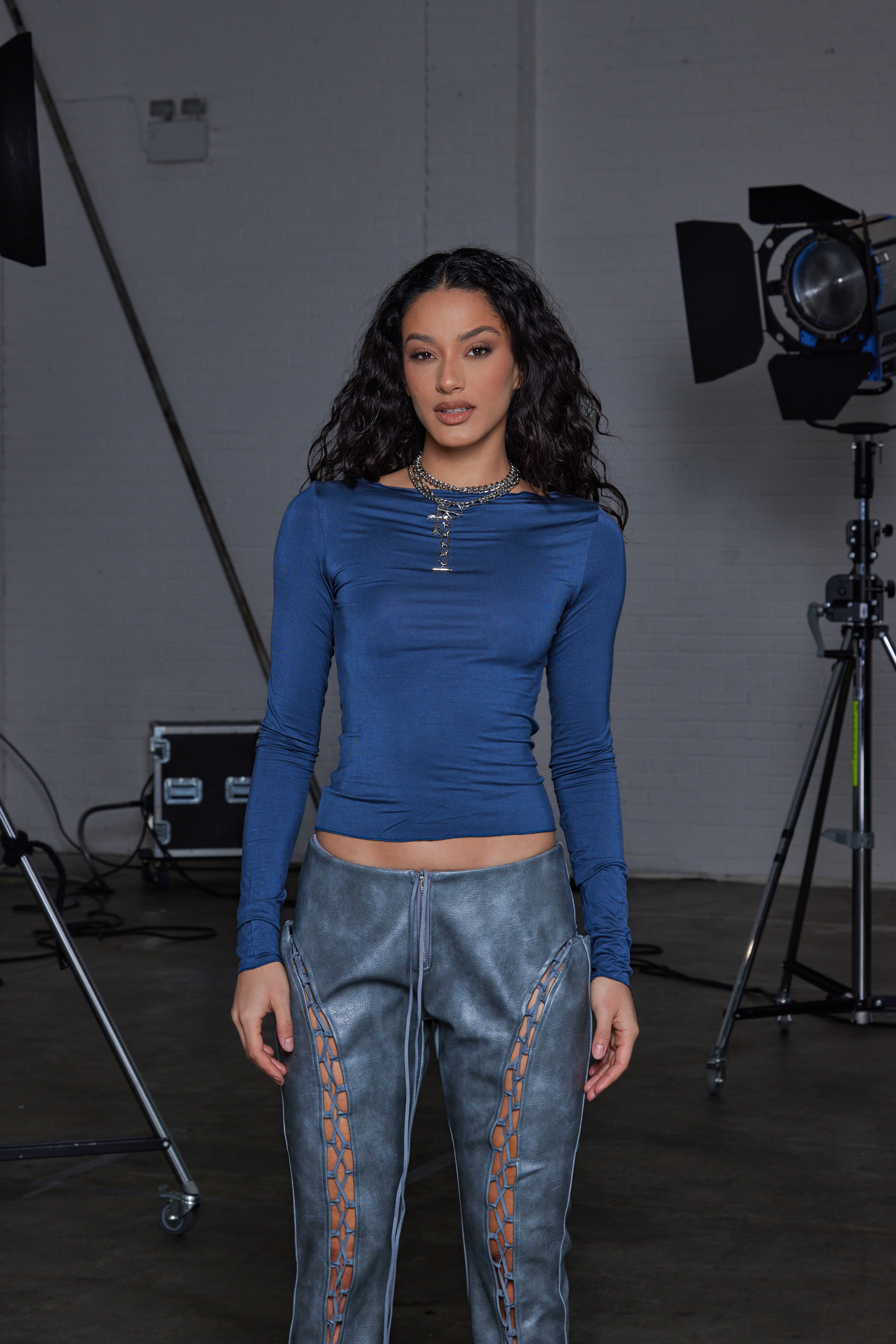 PETROL SEMI SHEER TOP