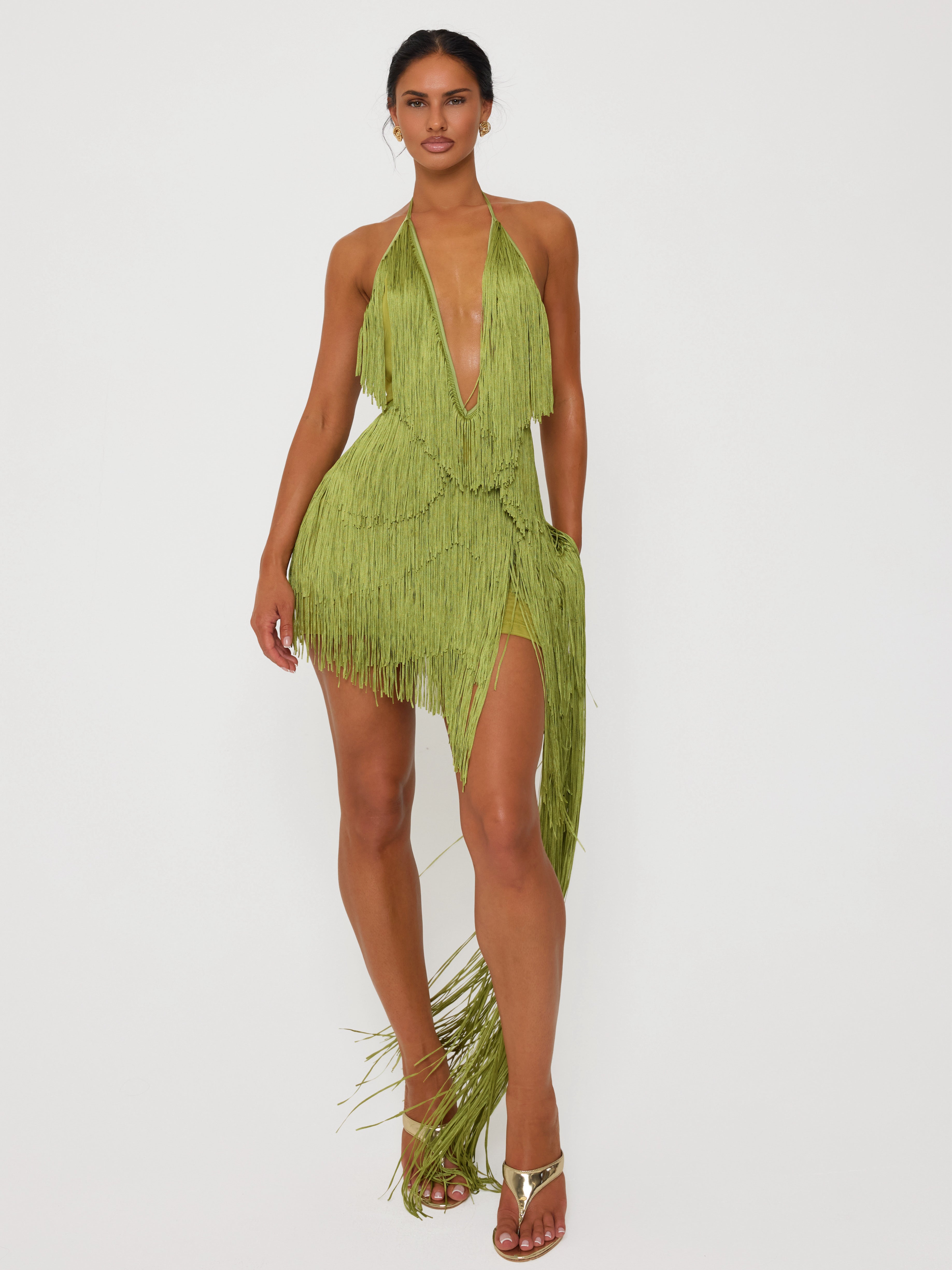 Fringe Dress Palm Leaf