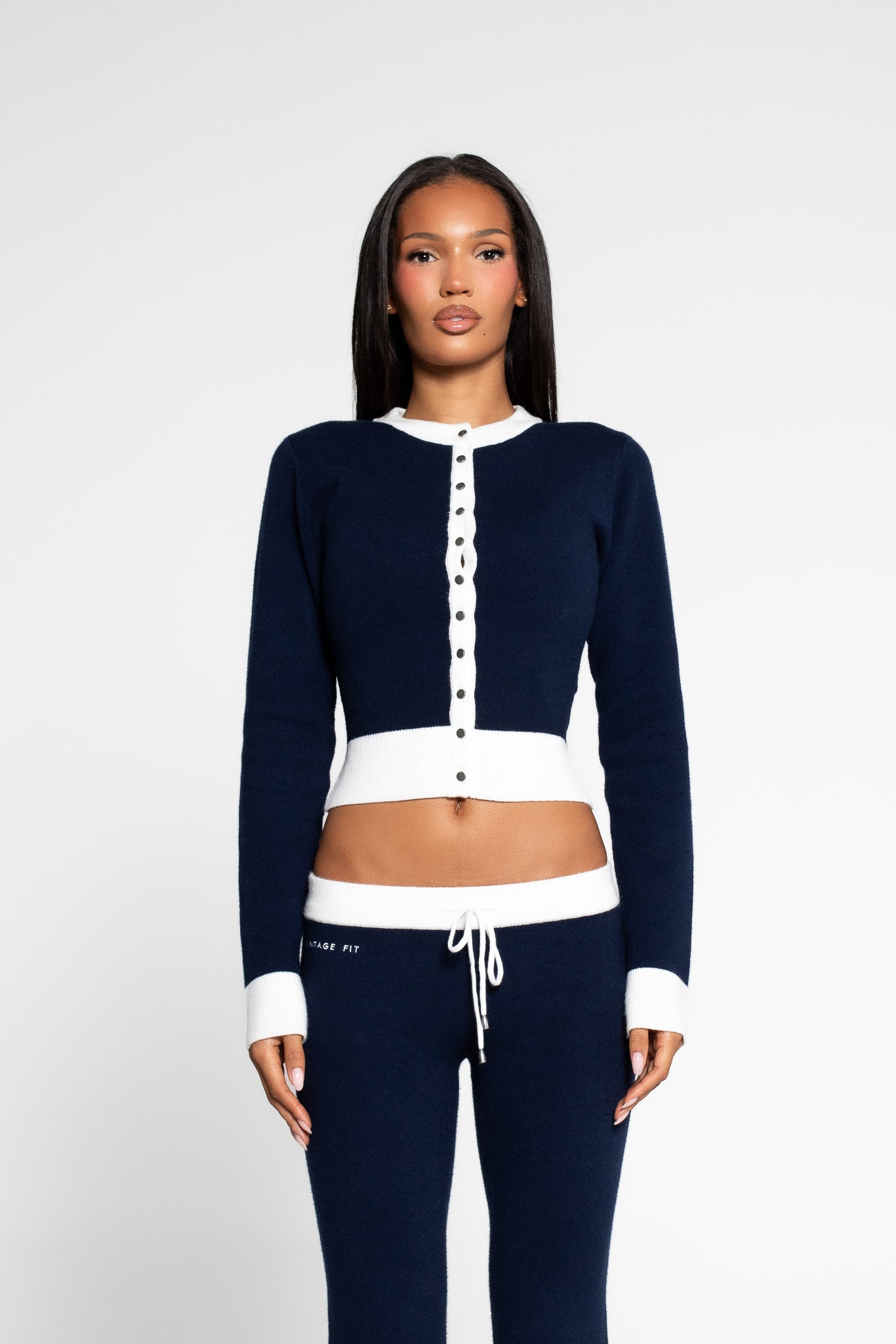 KNIT SHIRT NAVY CREAM