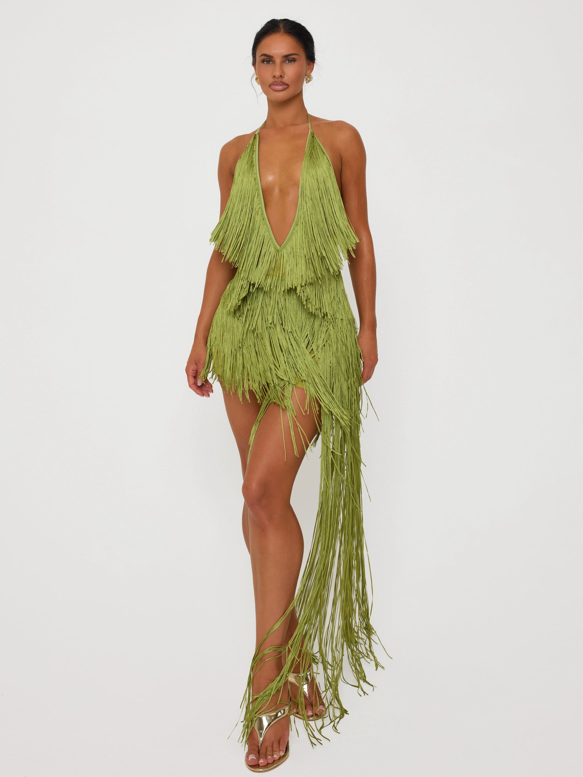 Fringe Dress Palm Leaf