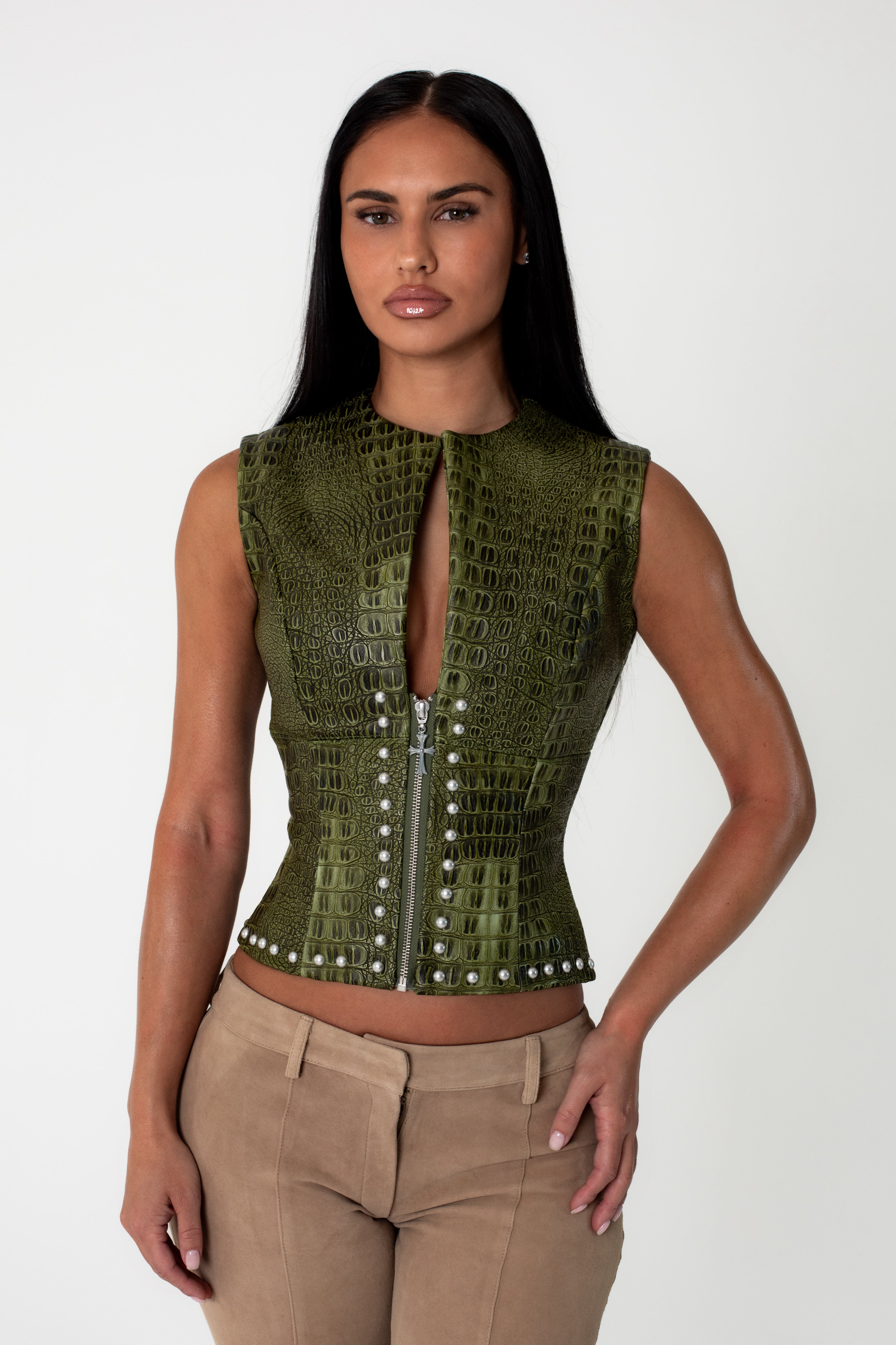 CROC ZIP UP VEST CYPRESS