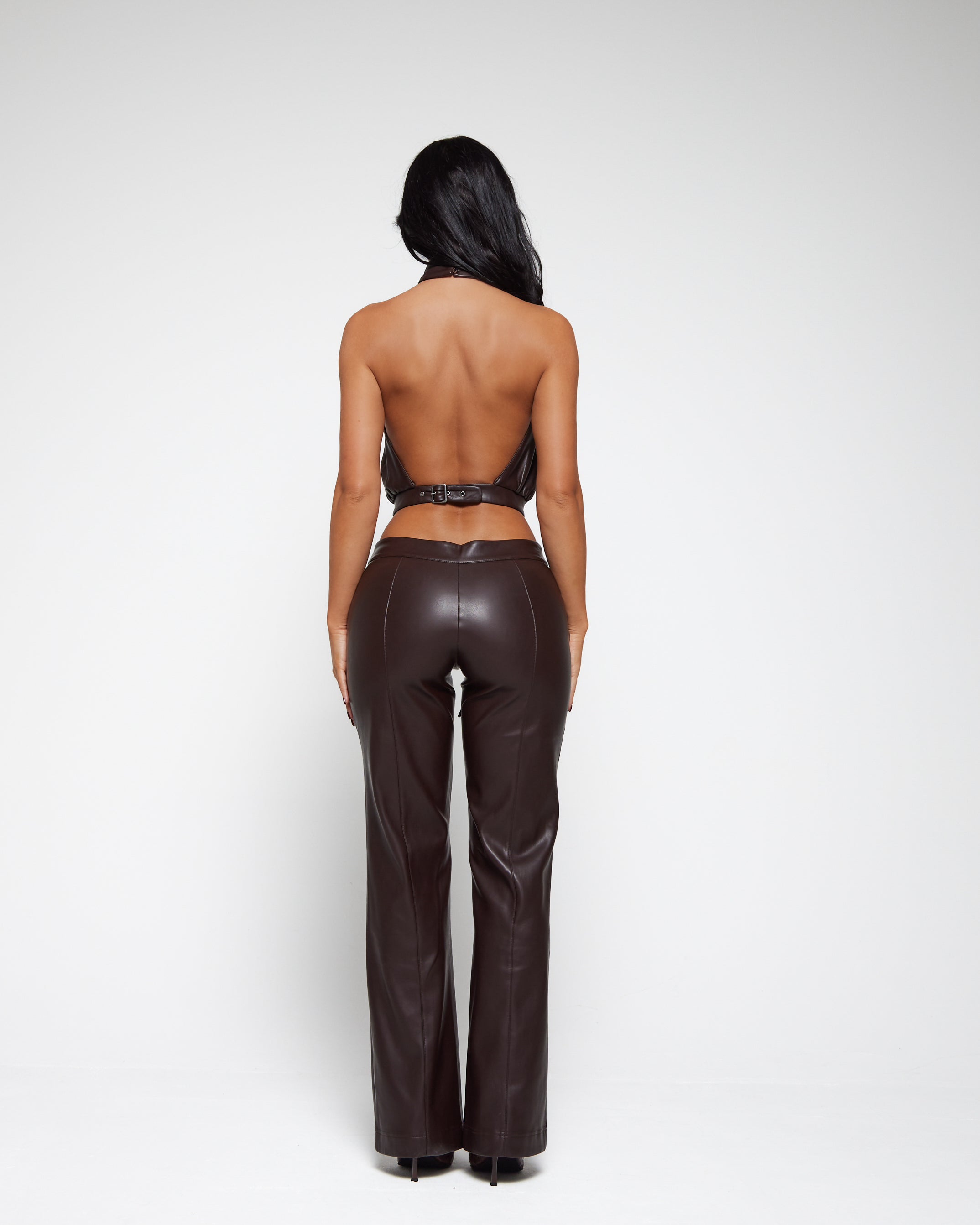 FAUX LEATHER TROUSER OXBLOOD