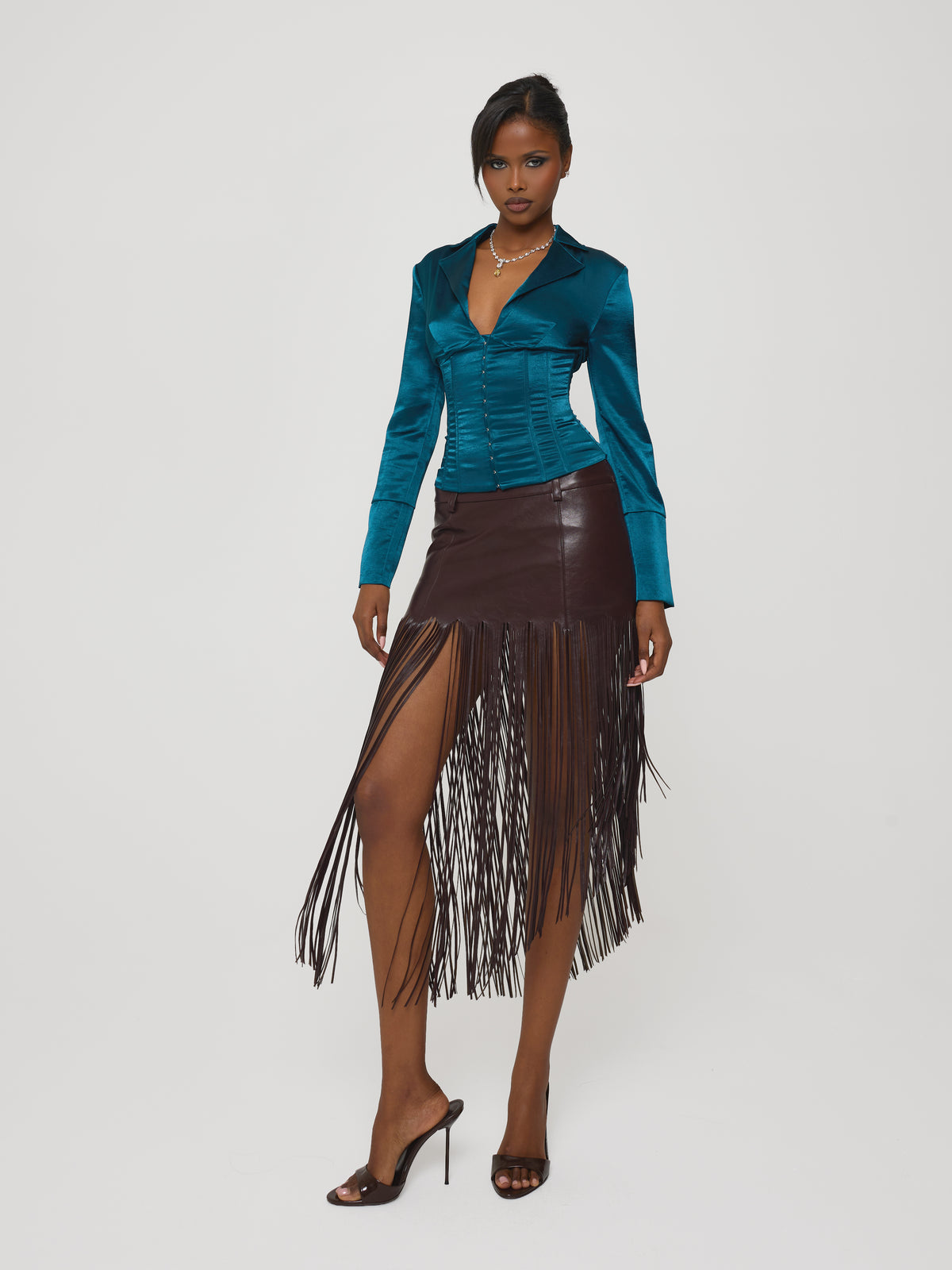 Tassel Trim Skirt Fig