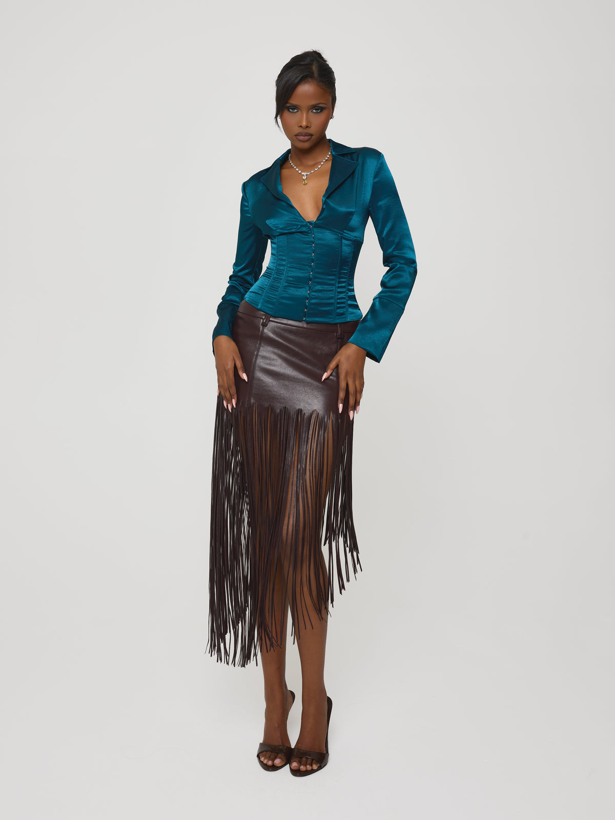 Tassel Trim Skirt Fig