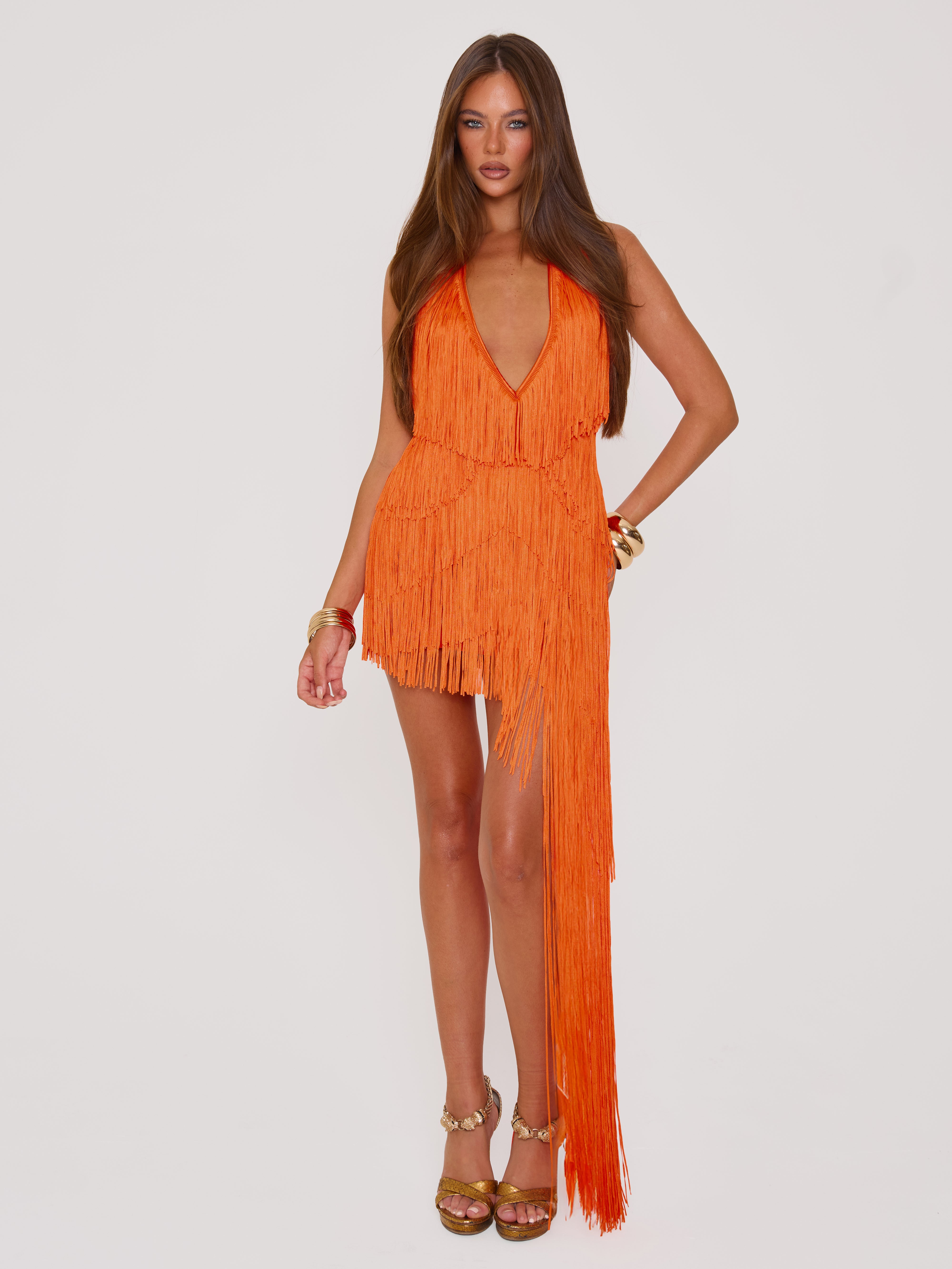 Fringe Dress Papaya