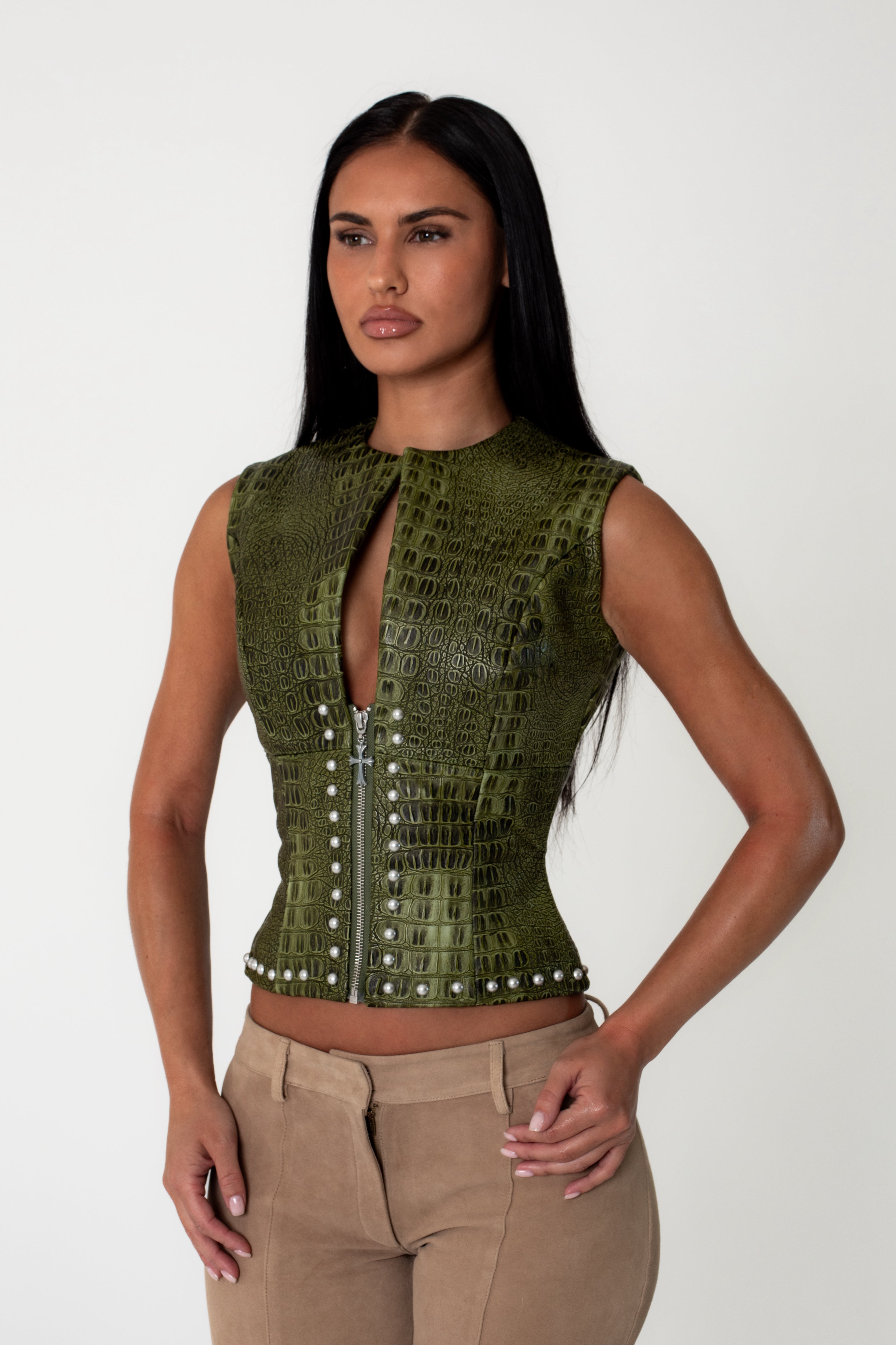 CROC ZIP UP VEST CYPRESS