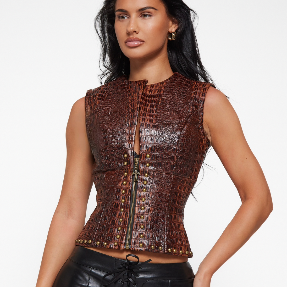 Croc Zip Up Cognac