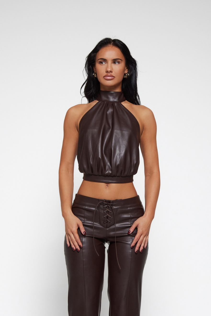 HALTER NECK TOP OXBLOOD